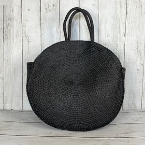 Black Woven Circle Shoulder (and handle) Bag